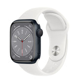 Apple Watch Series 8 GPS, 41mm Midnight Aluminum Case with White Sport Band